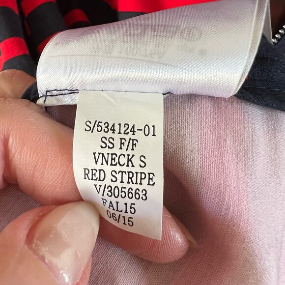 GAP Striped Short Sleeve V-Neck Fit & Flare Mini Dress Pockets Red Blue Womens 0 - Picture 11 of 12